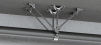 MFP-LD2 Lehký pevný bod Galvanicky pozinkovaný dvojitý pevný bod, se vzpěrami na obou stranách, pro použití v oblastech s lehkým zatížením do 8 kN Použití 1
